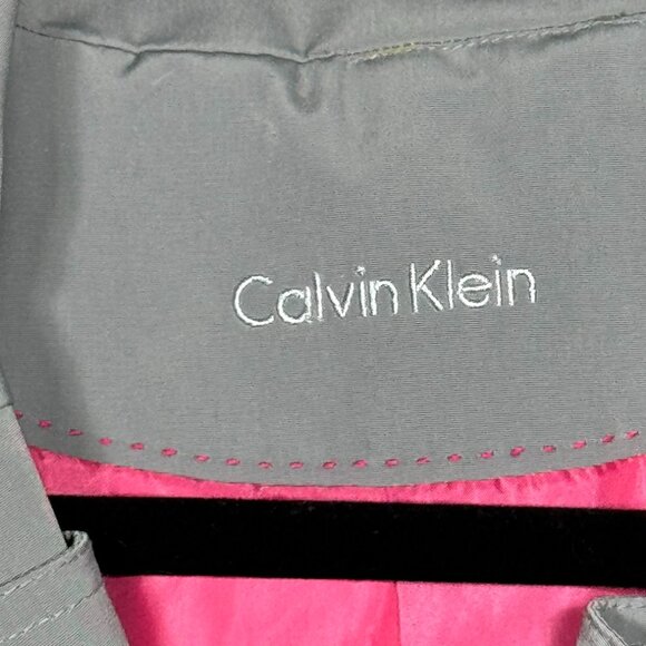Calvin Klein Gray Trench Coat with Pink Lining – Belted Classic - Picture 4 of 9
